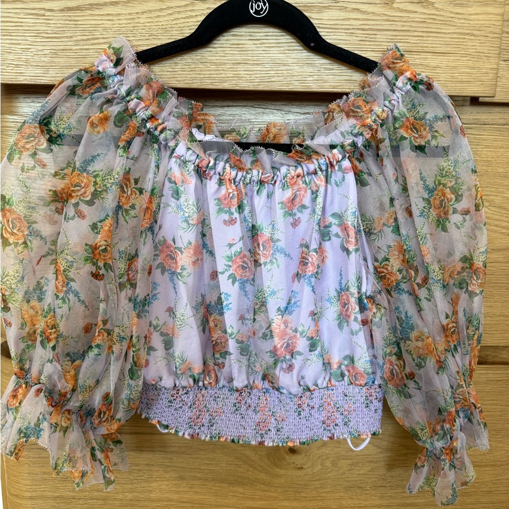 Alice + Olivia Floral Sheer Blouse